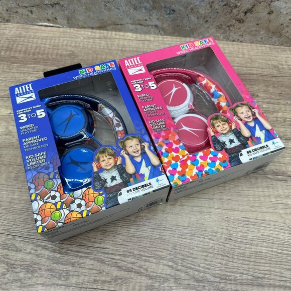 Lot Of 2 Altec Lansing Kids Safe Wired Headphones Blue, Pink Age 3 To 5 NIB - Picture 14 of 15